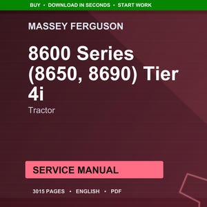 Massey ferguson 8600 Series 8650 8690 tier 4i Tractor Service Manual PDF | Workshop Repair | Instant Download image 1