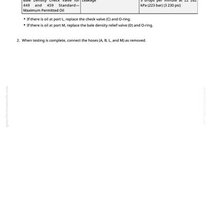 May include: A page from a manual with text about checking a valve for leakage. The text includes specifications for the valve, such as 5 drops per minute at 22,282 kPa (223 bar) or 3,230 psi.