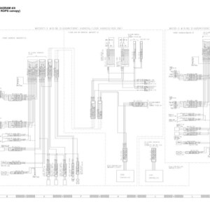May include: Electrical circuit diagram A/4 for machines equipped with RDPS canopy. The diagram is a detailed black and white illustration with numerous lines, symbols, and text labels. It depicts the wiring and components of an electrical system.