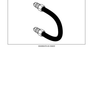 Op de afbeelding: Een zwarte hydraulische overbruggingsslang met metalen fittingen aan beide uiteinden. De tekst "R36659 - Hydraulic Jumper Hose (3 ft)" staat bovenaan de afbeelding. De slang is ongeveer 91 cm lang.