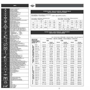 May include: A technical chart with tables of conversion, including units of pressure, weight, and torque. The chart displays various bolt sizes and tightening torques in different units of measure. The text includes the word "DANA".