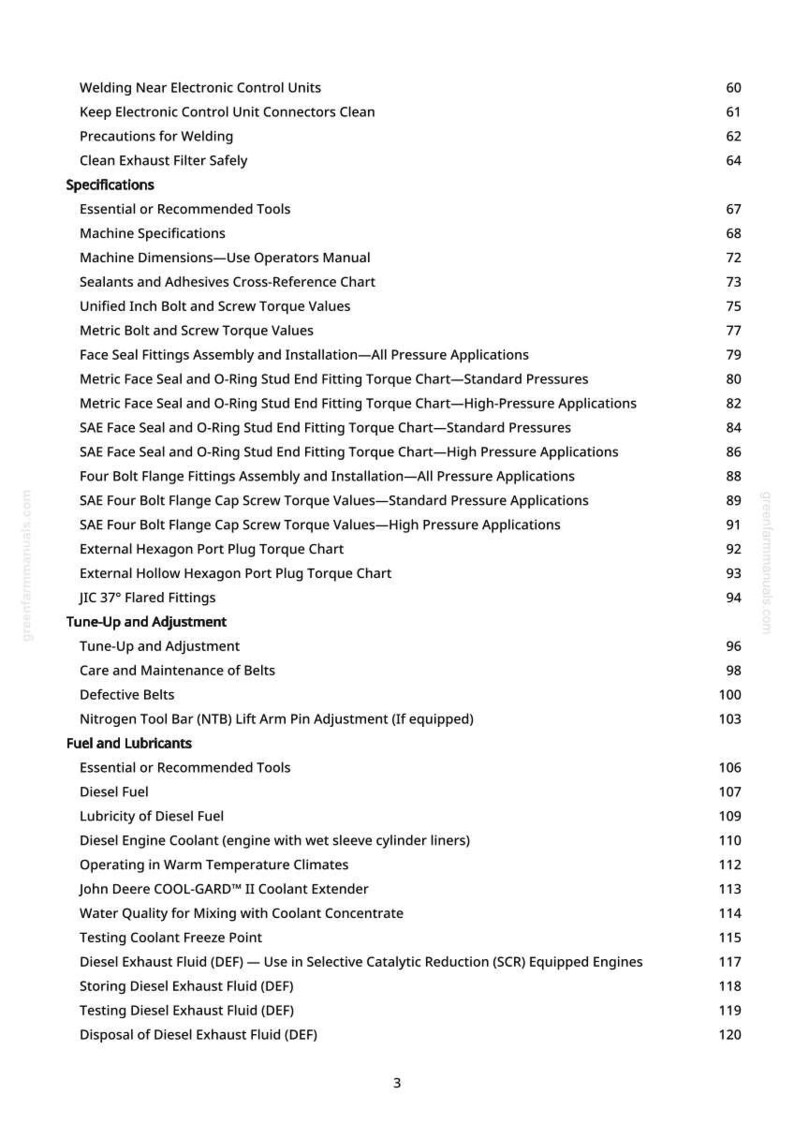 Pode incluir: Uma p&aacute;gina de manual com um sum&aacute;rio detalhado. O texto inclui especifica&ccedil;&otilde;es, afina&ccedil;&atilde;o, combust&iacute;vel e lubrificantes, entre outros detalhes t&eacute;cnicos. O n&uacute;mero da p&aacute;gina &eacute; 3.