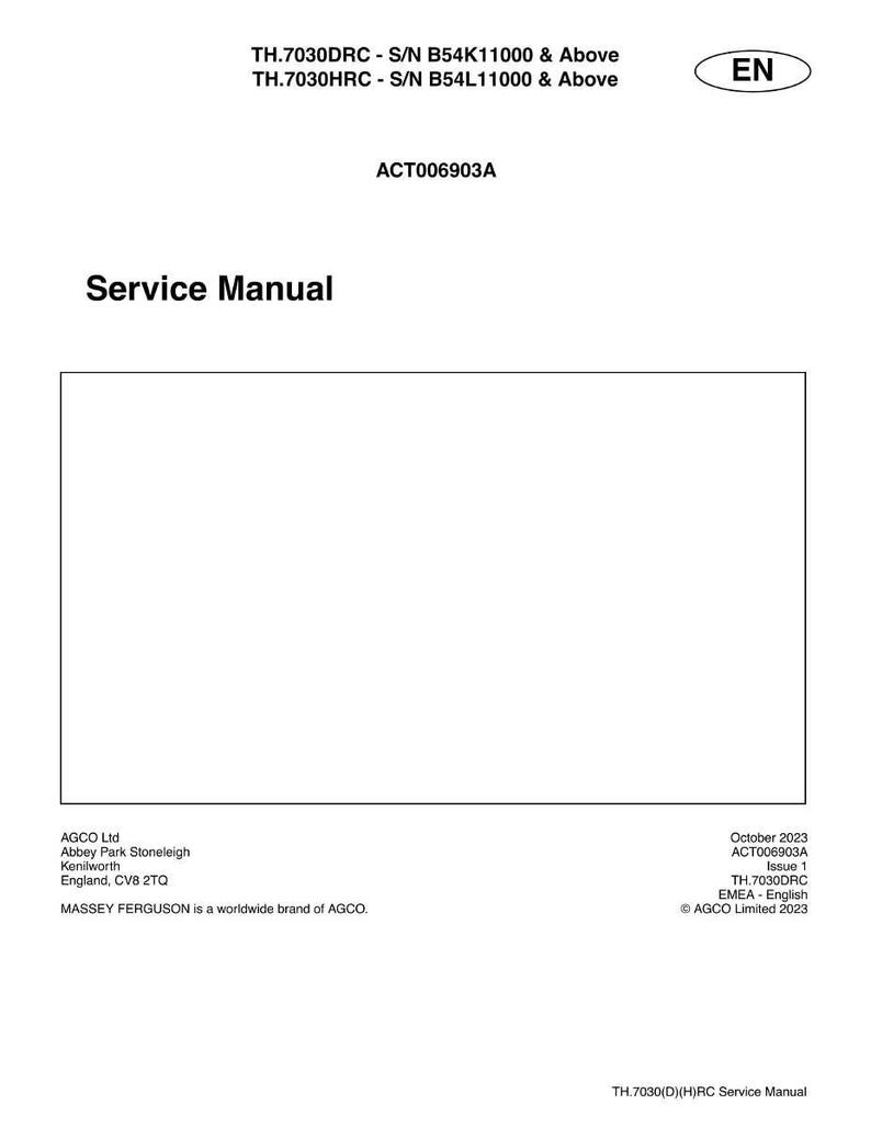 Massey ferguson Th 7030drc 7030hrc stage 5 Telescopic handler Service Manual PDF | Workshop Repair | Instant Download image 4