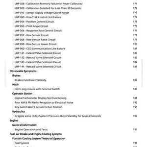 May include: A white page with a list of technical terms and numbers. The text includes terms like "Battery Voltage Out of Range," "Calibration Not Successful," and "Extend Valve Solenoid Circuit."