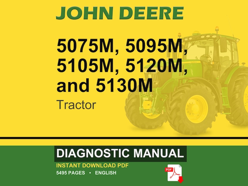 John Deere 5075 M, 5095 M, 5105 M, 5120 M och 5130 M traktordiagnosmanual i PDF-format | Direkt nedladdning bild 1