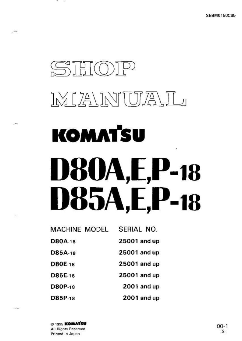May include: A white shop manual featuring the Komatsu logo and model numbers D80A,E,P-18 and D85A,E,P-18. The manual provides machine model and serial number details. The words "Shop Manual" are at the top.