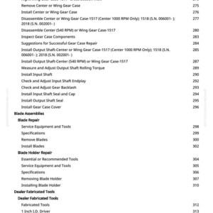 May include: A page from a manual with a list of instructions and specifications for repairing a wing gear case. The text includes terms like "Blade Assemblies", "Blade Repair", and "Dealer Fabricated Tools".