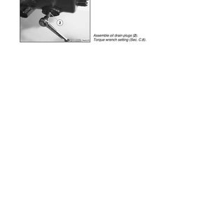 May include: Diagram of an engine component with a wrench in use. The image includes text in Italian and English, with instructions for assembling oil drain plugs and setting the torque wrench.