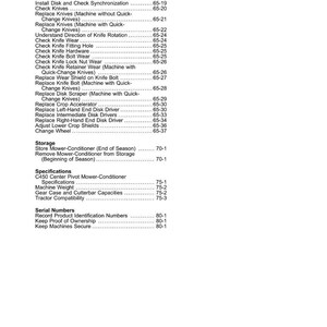 May include: A page from a manual titled "Contents" with a list of topics and page numbers. Topics include "Check Knives", "Replace Knives", and "Storage". The page is white with black text.