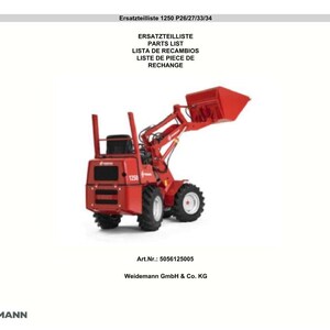 Weidemann 1250 P26 p27 p33 p34 Wheel loader Parts Manual PDF | Illustrated Catalog | Instant Download image 2
