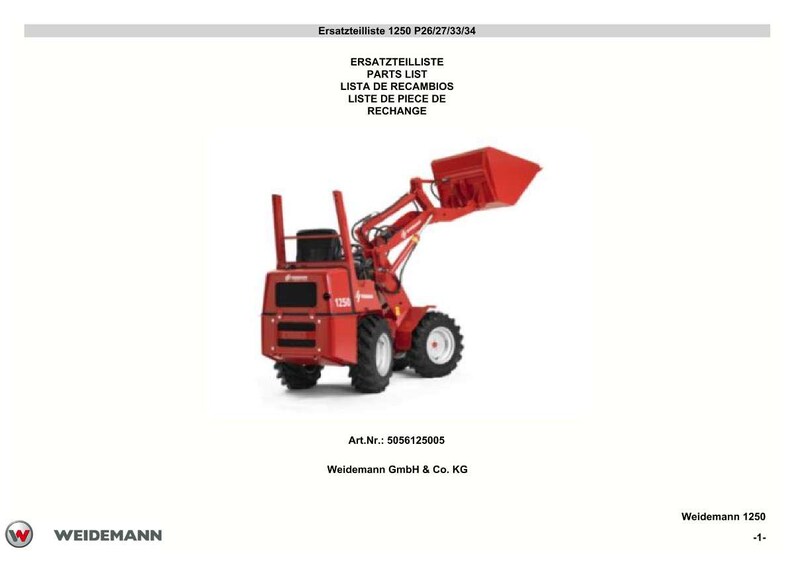 Weidemann 1250 P26 p27 p33 p34 Wheel loader Parts Manual PDF | Illustrated Catalog | Instant Download image 2