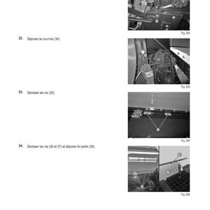 May include: A page from a manual titled "M&Eacute;THODE D'INTERVENTION" with numbered steps and diagrams. The steps include removing nuts, belts, and screws. Figures 282, 283, 284, and 285 illustrate the procedures. The page is from a manual.