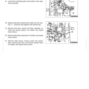 May include: Diagram from a shop manual showing the disassembly and assembly of a cylinder head. The image includes detailed illustrations of engine components, with labels and numbers for each part. Text instructions accompany the diagrams.