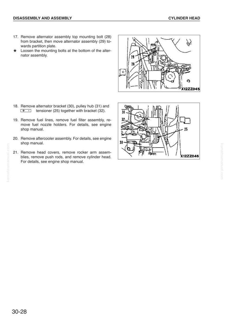 May include: Diagram from a shop manual showing the disassembly and assembly of a cylinder head. The image includes detailed illustrations of engine components, with labels and numbers for each part. Text instructions accompany the diagrams.
