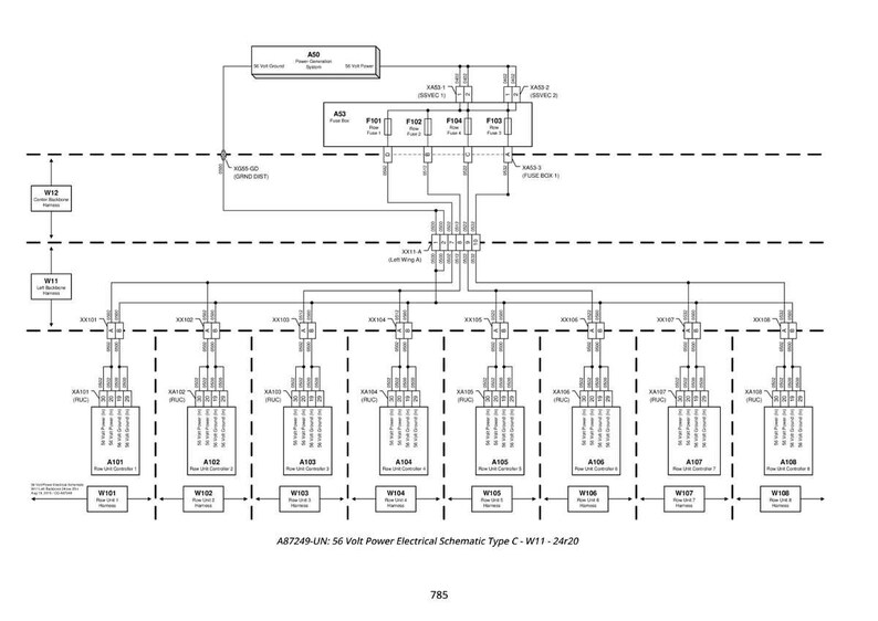 May include: A detailed electrical schematic diagram in black and white. The diagram includes various components, labeled with alphanumeric codes, connected by lines. The text "A87249-UN: 56 Volt Power Electrical Schematic Type C - W11 - 24r20" is at the bottom.