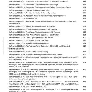 May include: A manual page detailing tractor operations and schematics. The text lists various functions, including lighting, instrument clusters, and other components. The page number is 10.