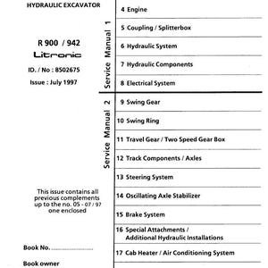 Liebherr R 900 - R942 Litronic hydraulisk grävmaskin Servicemanual PDF | Verkstadsreparation | Direktnedladdning bild 2