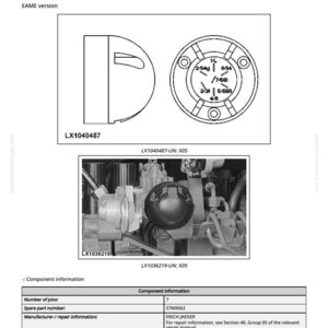 Może przedstawiać: Schemat techniczny gniazda zasilania 7-pinowego X05 (ECE) z tyłu. Obraz przedstawia szczeg&oacute;łowe ilustracje złącza i jego element&oacute;w. Zawiera informacje o komponentach.