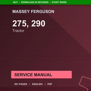 Massey ferguson 275 290 Tractor Service Manual PDF | Workshop Repair | Instant Download image 1