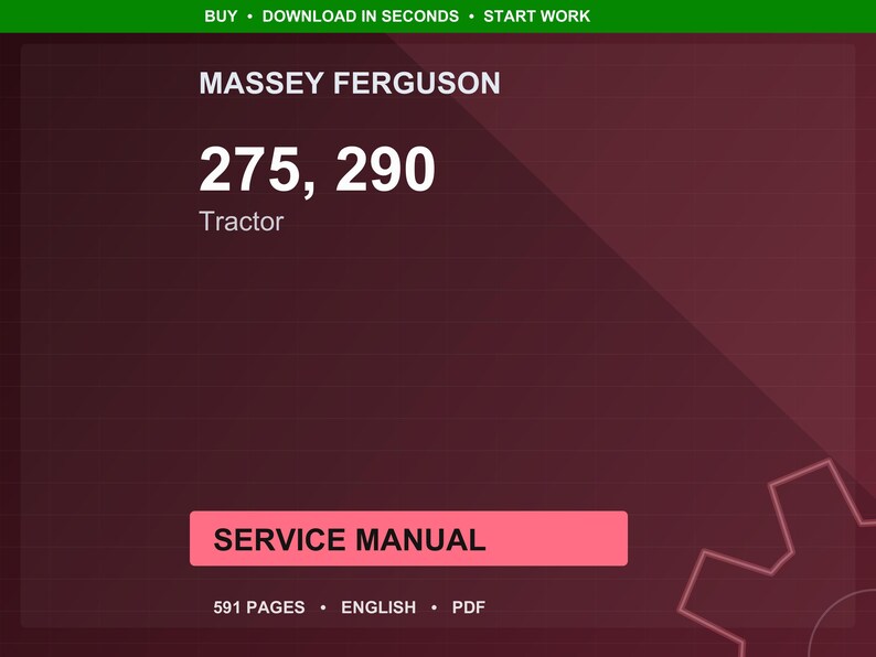 Massey ferguson 275 290 Tractor Service Manual PDF | Workshop Repair | Instant Download image 1