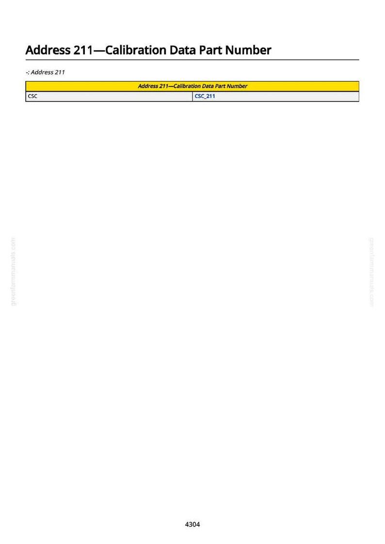 Może przedstawiać: Biały dokument z tytułem "Address 211-Calibration Data Part Number". Tabela wyświetla "CSC" i "CSC_211". Dokument zawiera r&oacute;wnież tekst "greenfarmmanuals.com" i numer "4304".