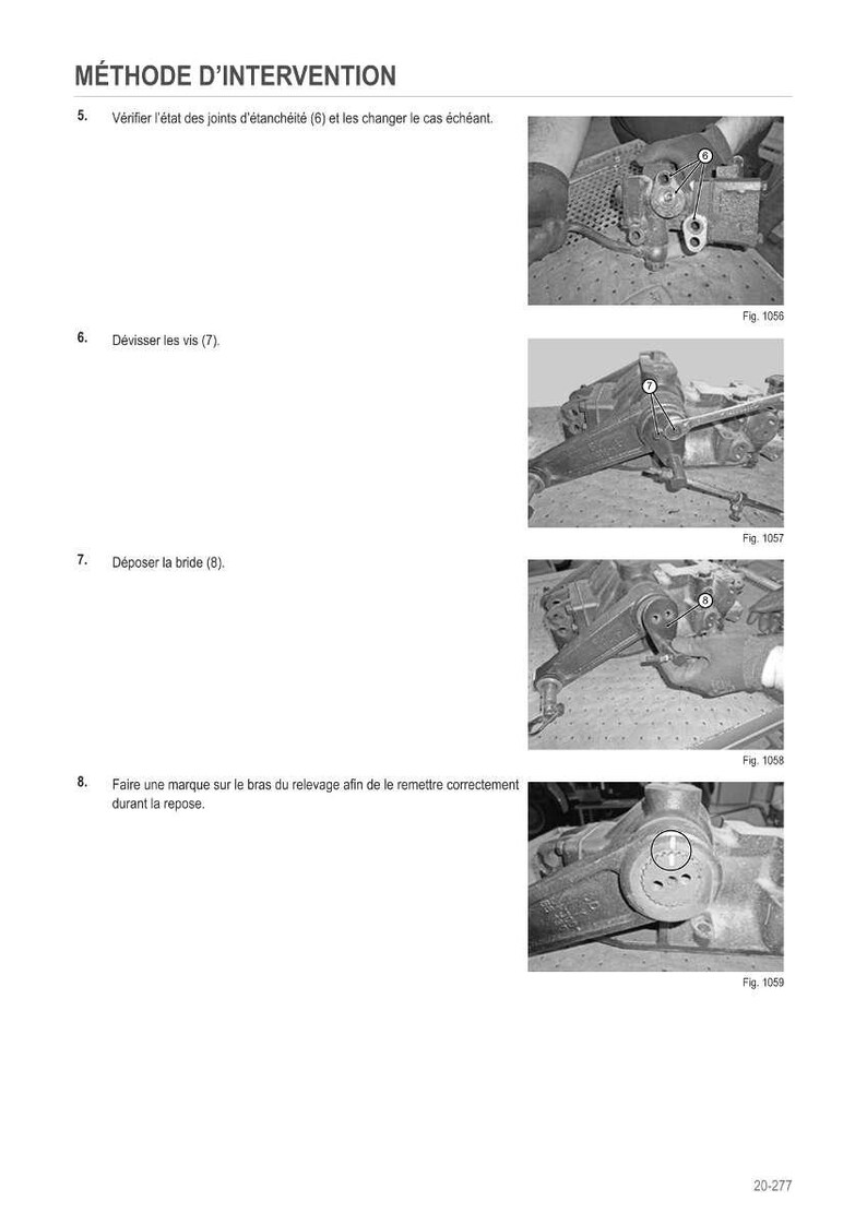 May include: A page from a manual with the title "M&Eacute;THODE D'INTERVENTION". The page contains four images with instructions for mechanical procedures. The images show close-ups of mechanical parts with labels and diagrams. Text includes instructions and figure numbers.