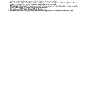 May include: A page from a manual with the title "DISASSEMBLY AND ASSEMBLY" and "PRECAUTION WHEN CARRYING OUT OPERATION." The text lists precautions for completing operations, including coolant, hydraulic equipment, and bleeding air. The page number is 30-9.