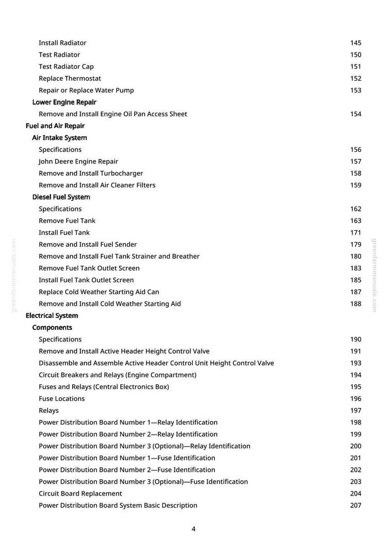 Puede incluir: Un &iacute;ndice detallado de un manual, que enumera varios procedimientos de reparaci&oacute;n automotriz. El texto incluye secciones sobre reparaci&oacute;n de motores, sistemas de combustible, sistemas el&eacute;ctricos y especificaciones de componentes.
