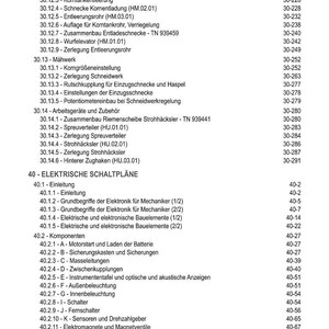 May include: A detailed table of contents in German, listing various mechanical and electrical components with corresponding page numbers. The document is likely a technical manual or guide.
