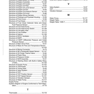 May include: An index page from a manual, listing various engine component structures with page numbers. Includes terms like "EGR Valve," "Oil Cooler," and "Fuel Doser." The page is from komatsumanual.com.