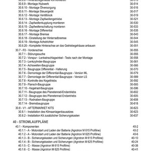May include: A detailed table of contents from a manual, listing various mechanical components and procedures. The text includes terms like 'Demontage,' 'Montage,' and 'Baugruppe,' with corresponding page numbers. The document is in black and white.