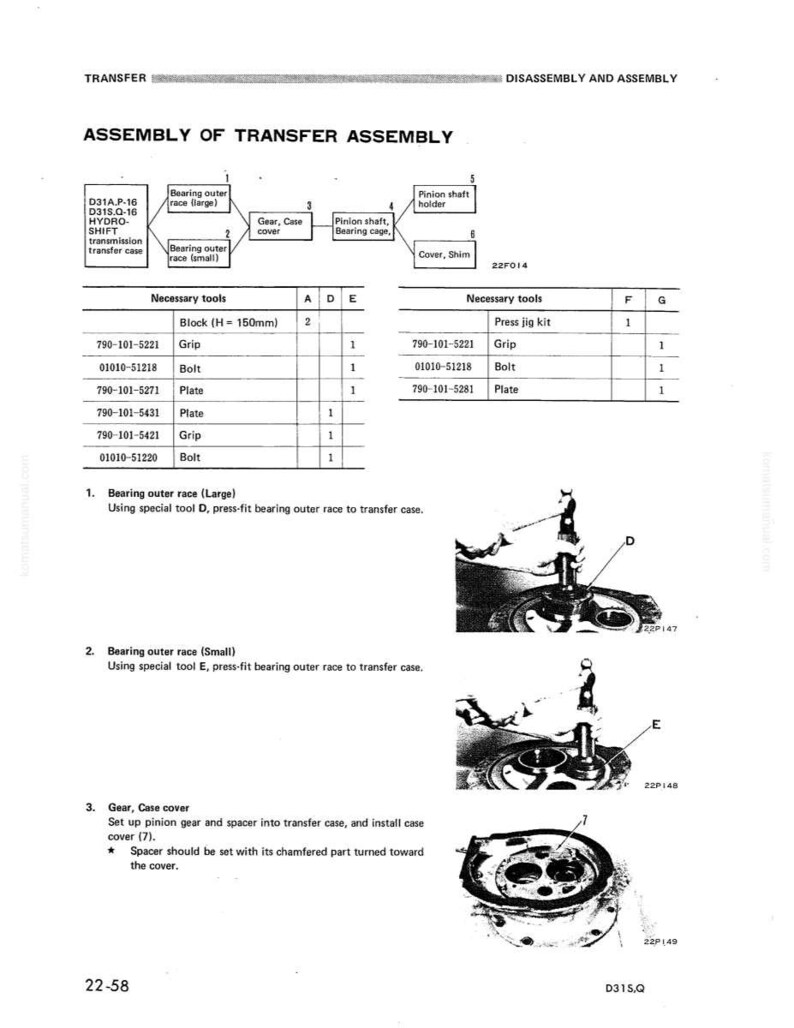 May include: A detailed diagram of a transfer assembly, with labels and part numbers. The image includes a parts list, diagrams of the assembly process, and necessary tools. The text includes measurements in millimeters.