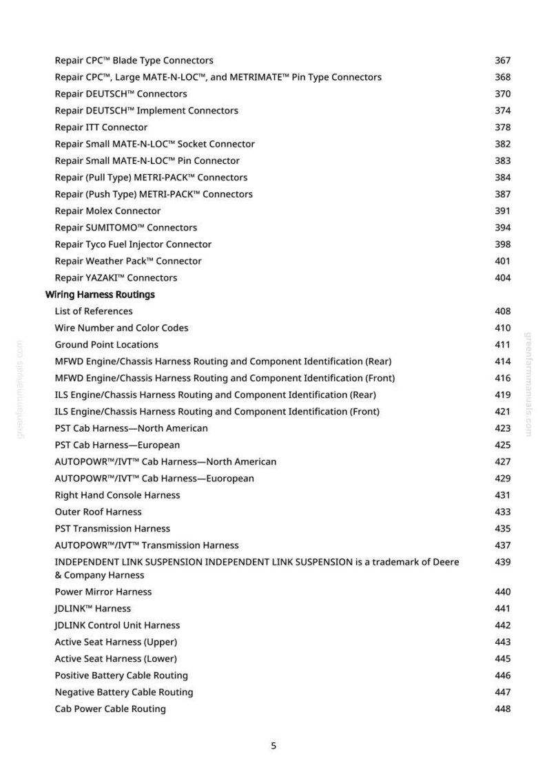 Puede incluir: Una lista detallada de conectores de reparaci&oacute;n, enrutamientos de mazos de cables y componentes relacionados. Incluye tipos de conectores espec&iacute;ficos, ubicaciones de mazos y n&uacute;meros de referencia. Texto negro sobre fondo blanco.