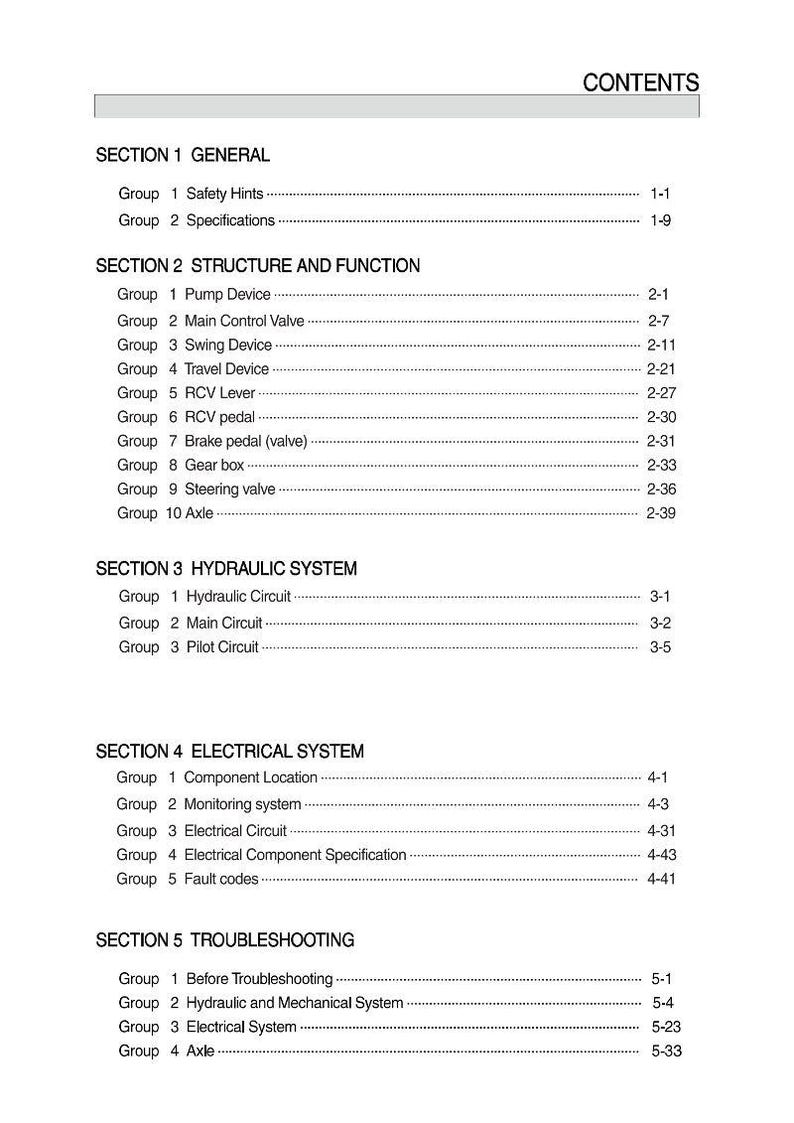Manual de servicio de la excavadora de ruedas Hyundai R60WVS Pro / PDF / Descarga instantánea imagen 1