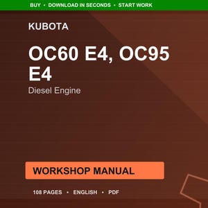 Kubota Oc60 oc95 e4 Diesel engine Workshop Manual PDF | Service Repair | Instant Download image 1