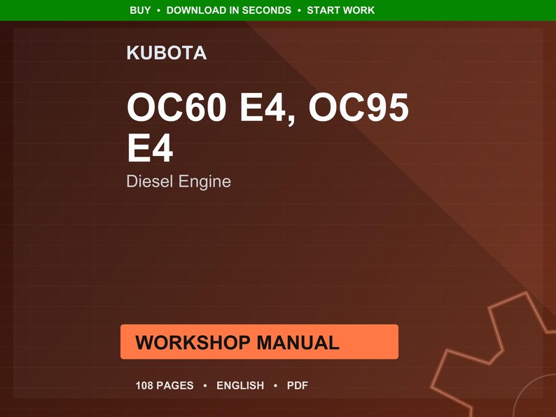 Kubota Oc60 oc95 e4 Diesel engine Workshop Manual PDF | Service Repair | Instant Download image 1