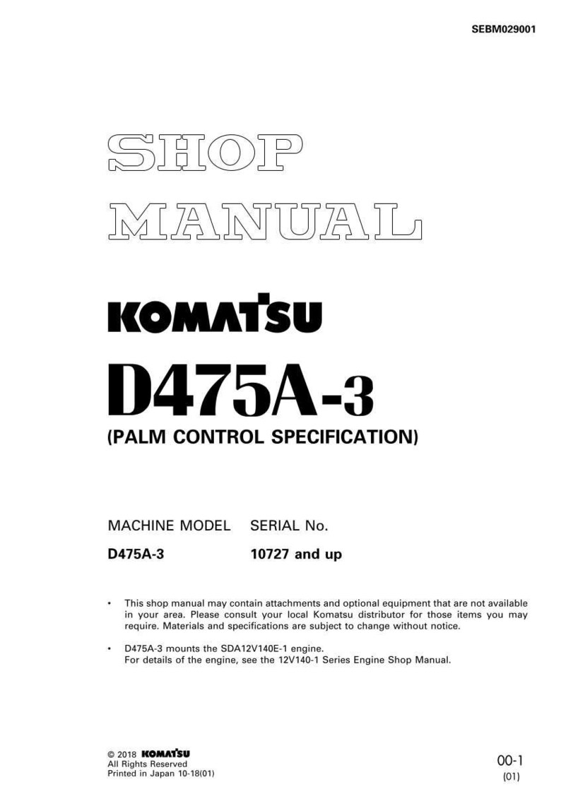 Puede incluir: Un manual de taller blanco con el texto "SHOP MANUAL" en negrita y contorneado. El logotipo de Komatsu y "D475A-3" se muestran de forma destacada. El manual incluye especificaciones y detalles del modelo.