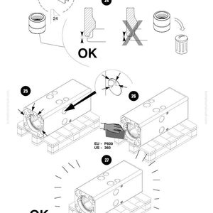 May include: Technical diagram with Komatsu logo, featuring detailed illustrations of mechanical components. Includes diagrams labeled with numbers and the text "OK". Measurements are in US units.