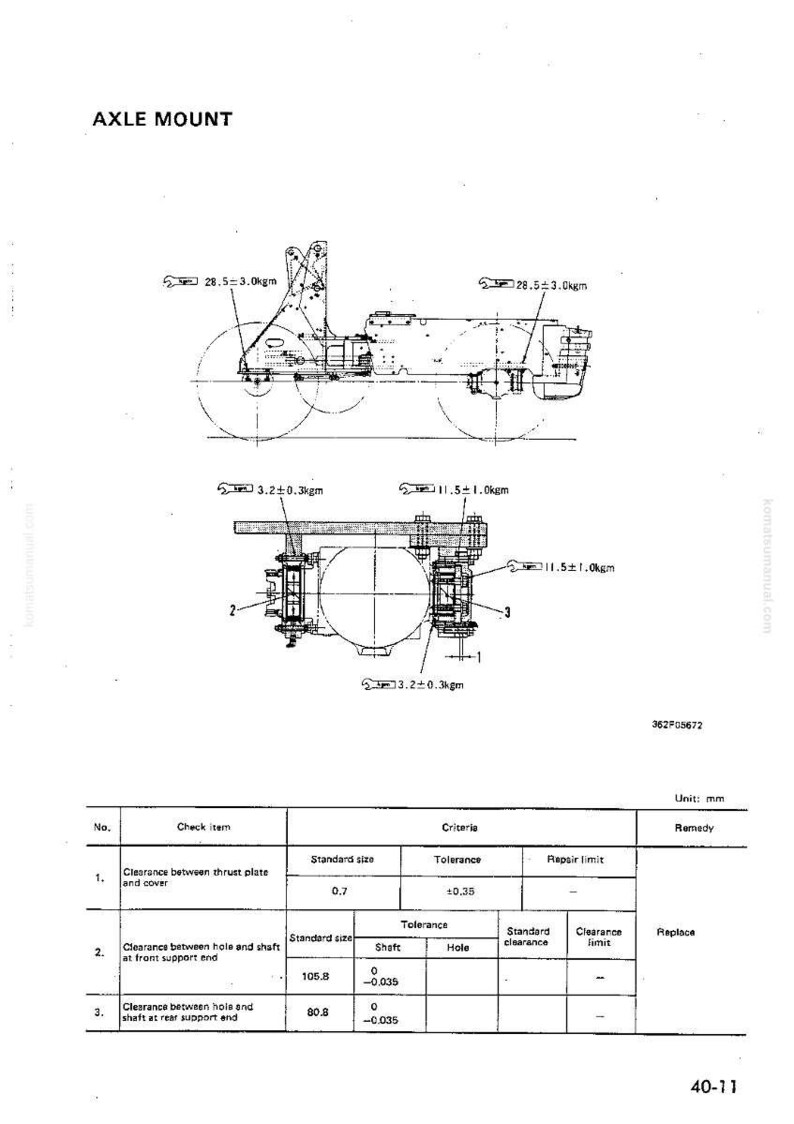 May include: Technical diagram of an axle mount, featuring detailed schematics with measurements in millimeters. The diagram includes labeled components, dimensions, and tolerance specifications for various parts of the axle assembly.