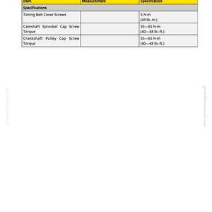 Puede incluir: Una p&aacute;gina de un manual con instrucciones para instalar una polea de bomba de refrigerante y una polea de cig&uuml;e&ntilde;al. La tabla enumera las especificaciones de los tornillos de la cubierta de la correa de distribuci&oacute;n.