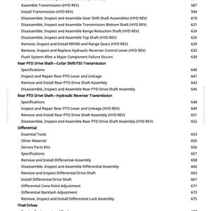 May include: A manual page detailing mechanical procedures, such as "Inspect and Repair Gear Shift Lever" and "Remove and Install Differential Assembly." The text is black on white, with page numbers on the right-hand side.