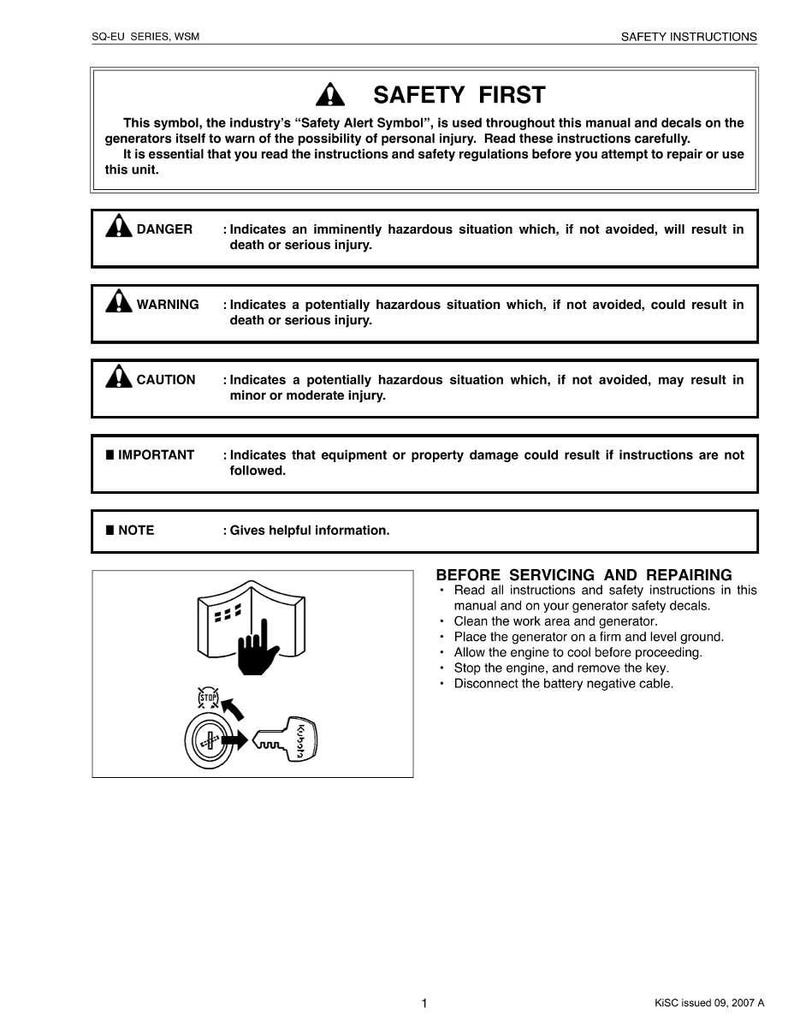 Kubota Diesel Generator SQ-EU Series Workshop Manual | Instant PDF Download image 2