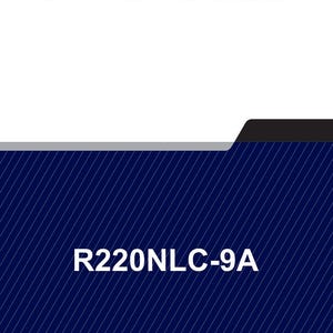 May include: A service manual with the title "SERVICE MANUAL" in bold white text. The background is a dark blue with white diagonal lines. The text "R220NLC-9A" is in white.