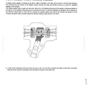 K&ouml;nnte beinhalten: Technische Zeichnung eines Str&ouml;mungsteilers, die interne Komponenten und &Ouml;lflusswege zeigt. Das Bild enth&auml;lt Text, der die Funktion des Ventils erkl&auml;rt, mit Bezeichnungen wie 'L.H.' und 'R.H. chambers'. Der Titel "FLOW DIVIDER (FLOW DIVIDING VALVES)" ist sichtbar.