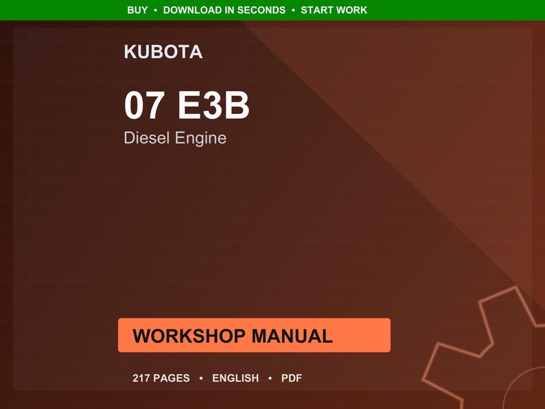 Kubota 07 E3b Dieselmotor Werkstatt-Handbuch PDF | Service Reparatur | Sofort Download Bild 1