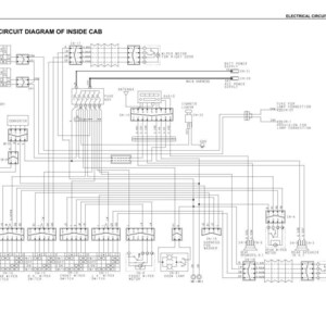 May include: A detailed electrical circuit diagram of the inside cab, featuring numerous lines, symbols, and labels. The diagram includes text such as "Electrical Circuit Diagram of Inside Cab" and "Others". The image is in black and white.