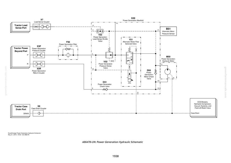 Puede incluir: Un diagrama esquem&aacute;tico detallado de un sistema hidr&aacute;ulico de generaci&oacute;n de energ&iacute;a, con componentes etiquetados como sensores, v&aacute;lvulas y puertos. El diagrama incluye el texto "A86478-UN: Power Generation Hydraulic Schematic" y el n&uacute;mero "1938".