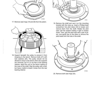 May include: An illustrated guide for a fan drive clutch repair. The image shows step-by-step instructions with diagrams and text, including removing seal rings, bolts, and pitot tubes. The text includes the title "Fan Drive Clutch" and the code "C7-7".