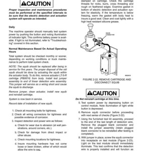 May include: Technical diagram with text detailing inspection and maintenance procedures for an electric detection and actuation system. Includes a diagram of a squib connector and warning labels.
