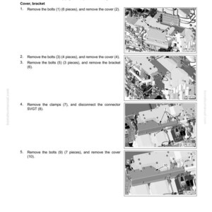 May include: Diagram from a manual showing the steps to remove and install a supply pump assembly. The image includes detailed illustrations with numbered components and instructions for disassembly and assembly.